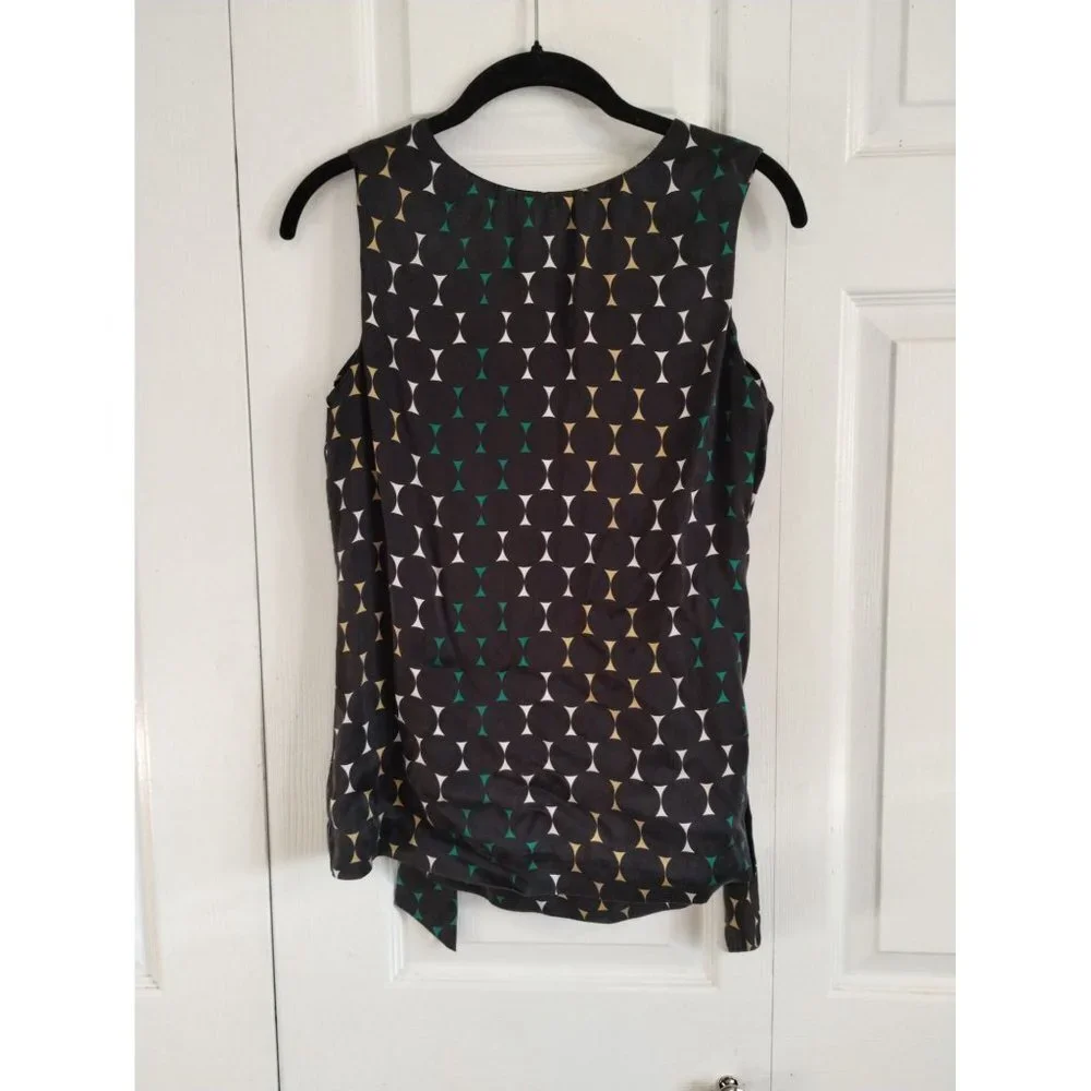 Tory Burch Black Silk sheer tie front sleeveless‎ top